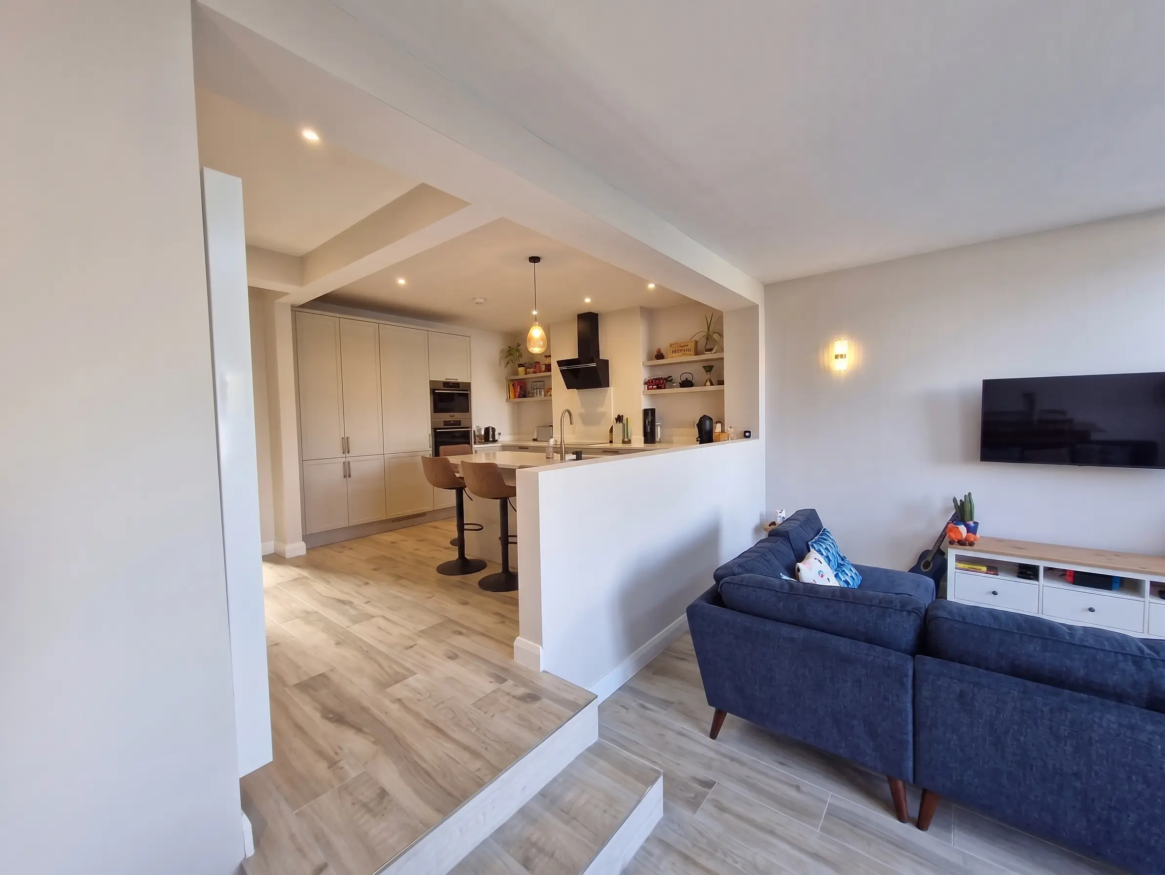Split-Level Open Plan Kitchen Lounge Renovation — BuildTech Dublin